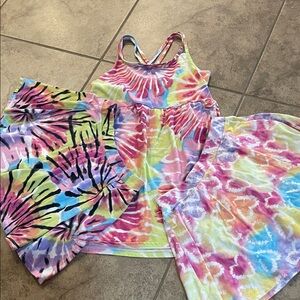 Colorful Tie-Dye Dress and Skorts Set